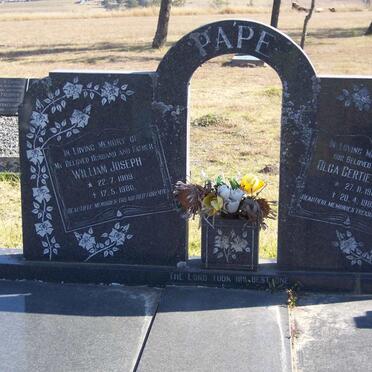 PAPE William Joseph 1909-1980 &amp; Olga Gertie Helene 1909-1985