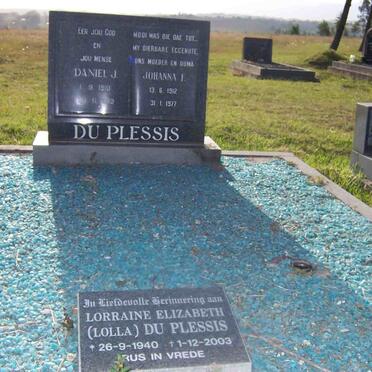 PLESSIS Daniel J., du 1910-1989 &amp; Johanna F. 1912-1977 :: DU PLESSIS Lorraine Elizabeth 1940-2003