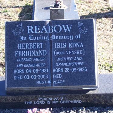 REABOW Herbert Ferdinand 1931-2003 &amp; Iris Edna VENSKE 1936-