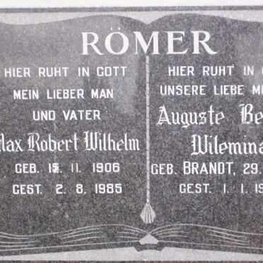 RÖMER Max Robert Wilhelm 1908-1985 &amp; Auguste Bertha Wilemina BRANDT 1907-1988