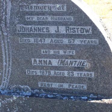 RISTOW Johannes J. -1947 &amp; Anna MANTHE -1979