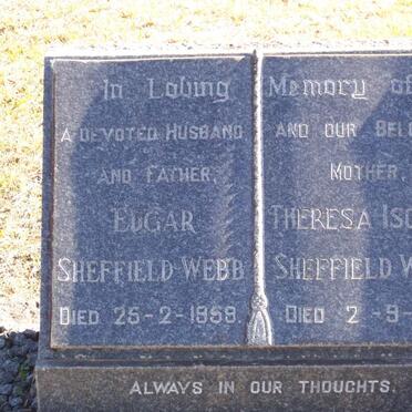 SHEFFIELD-WEBB Edgar -1959 &amp; Theresa Isobel -1971