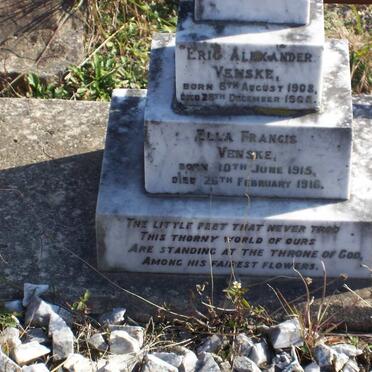 VENSKE Eric Alexander 1908-1908 &amp; Ella Francis 1915-1916