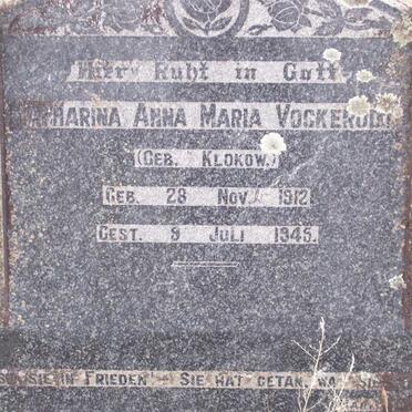 VOCKERODT Catharina Anna Maria nee KLOKOW 1912-1945
