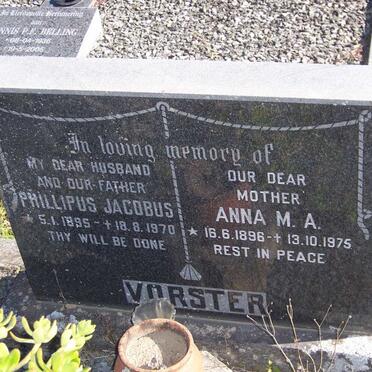 VORSTER Phillipus Jacobus 1895-1970 &amp; Anna M.A. 1896-1975