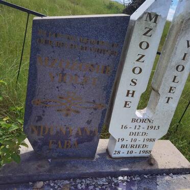 FABA Mzozoshe Violet, NDUNYANA 1913-1988