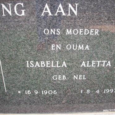 BARKHUIZEN Isabella Aletta nee NEL 1906-1997