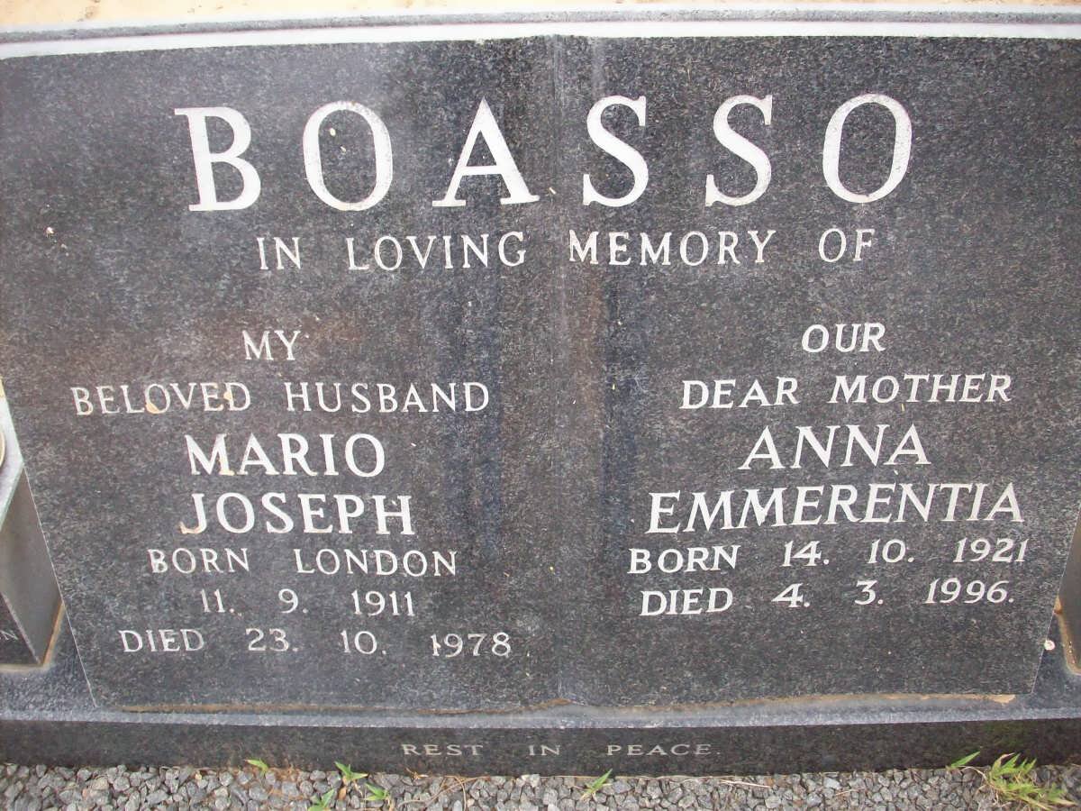 BOASSO Mario Joseph 1911-1978 &amp; Anna Emmerentia 1921-1996