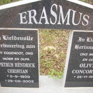 ERASMUS Petrus Hendrick Christian 1929-2002 &amp; Olivia Concordia 1934-