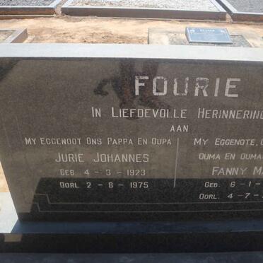 FOURIE Jurie Johannes 1923-1975 &amp; Fanny Mary 1924-2014
