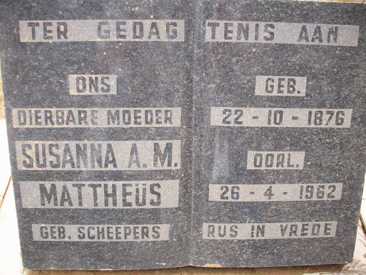MATTHEUS Susanna A.M. nee SCHEEPERS 1876-1962