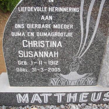 MATTHEUS Pieter Johannes Jacobus 1908-1966 &amp; Christina Susannah 1912-2005