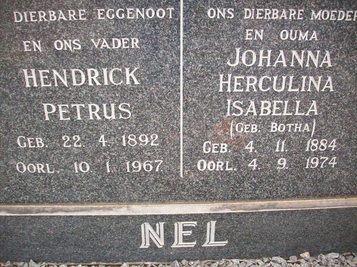 NEL Hendrick Petrus 1892-1967 &amp; Johanna Herculina Isabella BOTHA 1884-1974