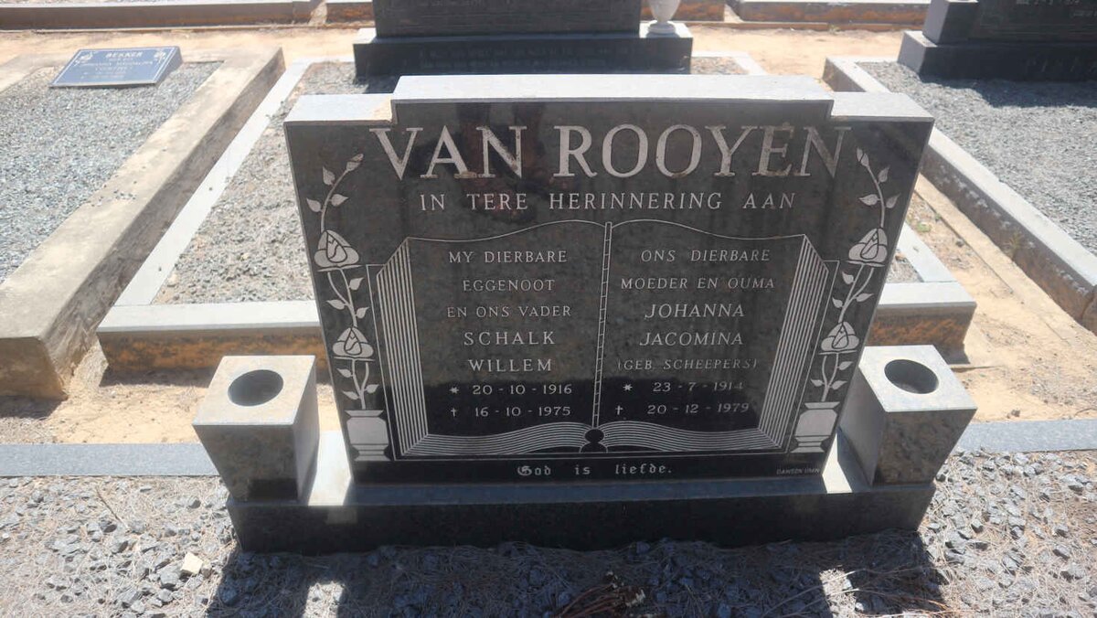 ROOYEN Schalk Willem, van 1916-1975 &amp; Johanna Jacomina SCHEEPERS 1914-1979
