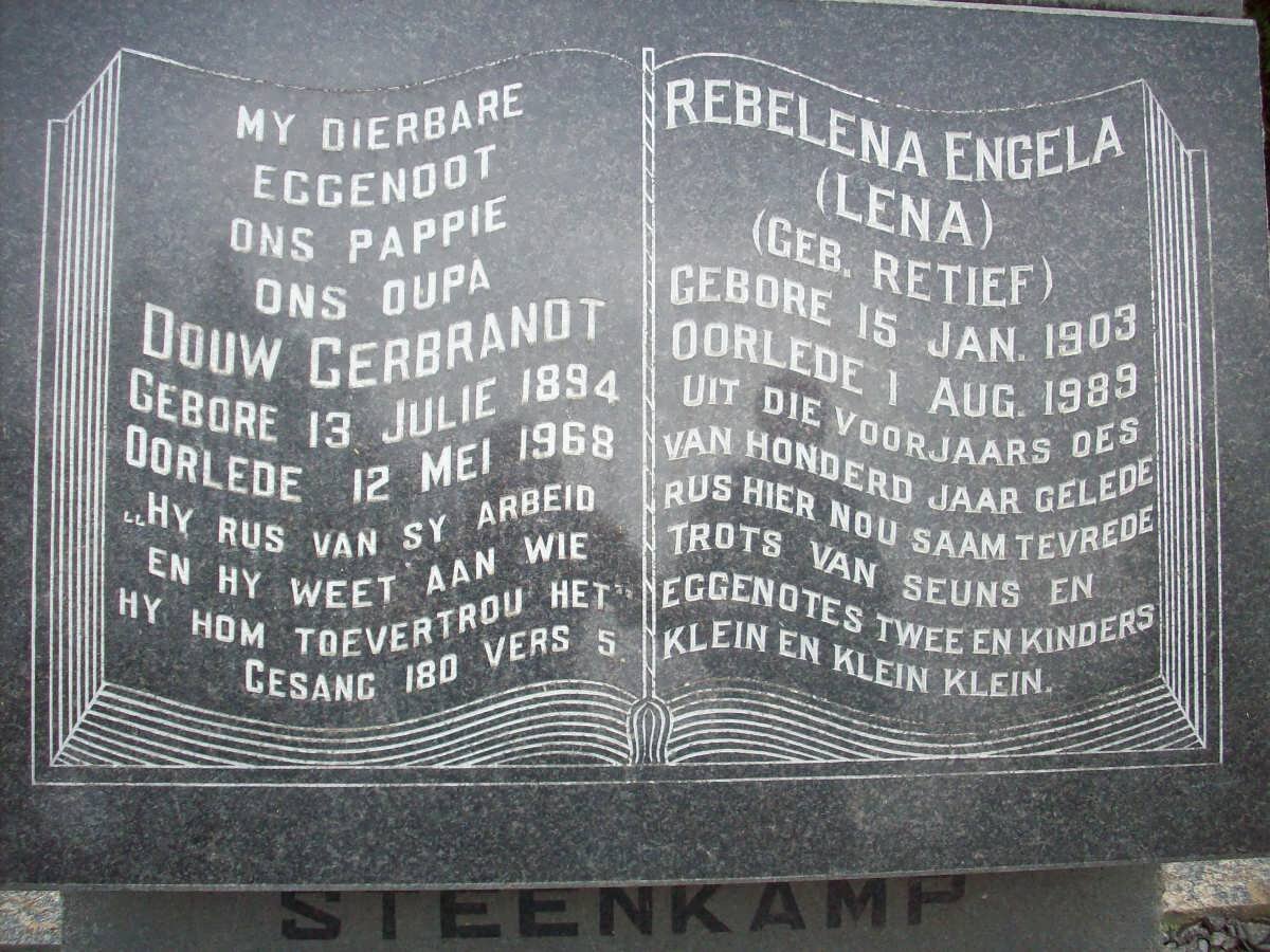 STEENKAMP Douw Gerbrandt 1894-1968 &amp; Rebelena Engela RETIEF 1903-1989