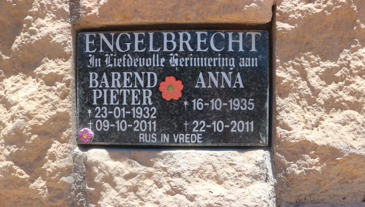 ENGELBRECHT Barend Pieter 1932-2011 &amp; Anna 1935-2011