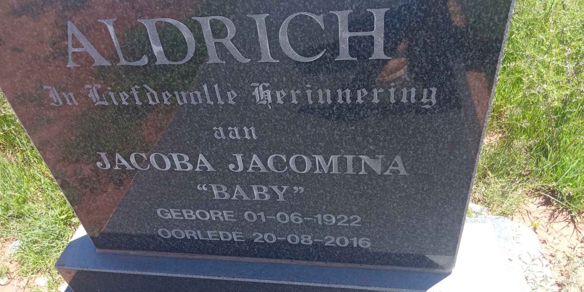 ALDRICH Jacoba Jacomina 1922-2016