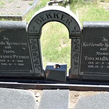 BEKKER Stefanus Petrus 1902-1992 &amp; Thelma DE BEER 1909-2003