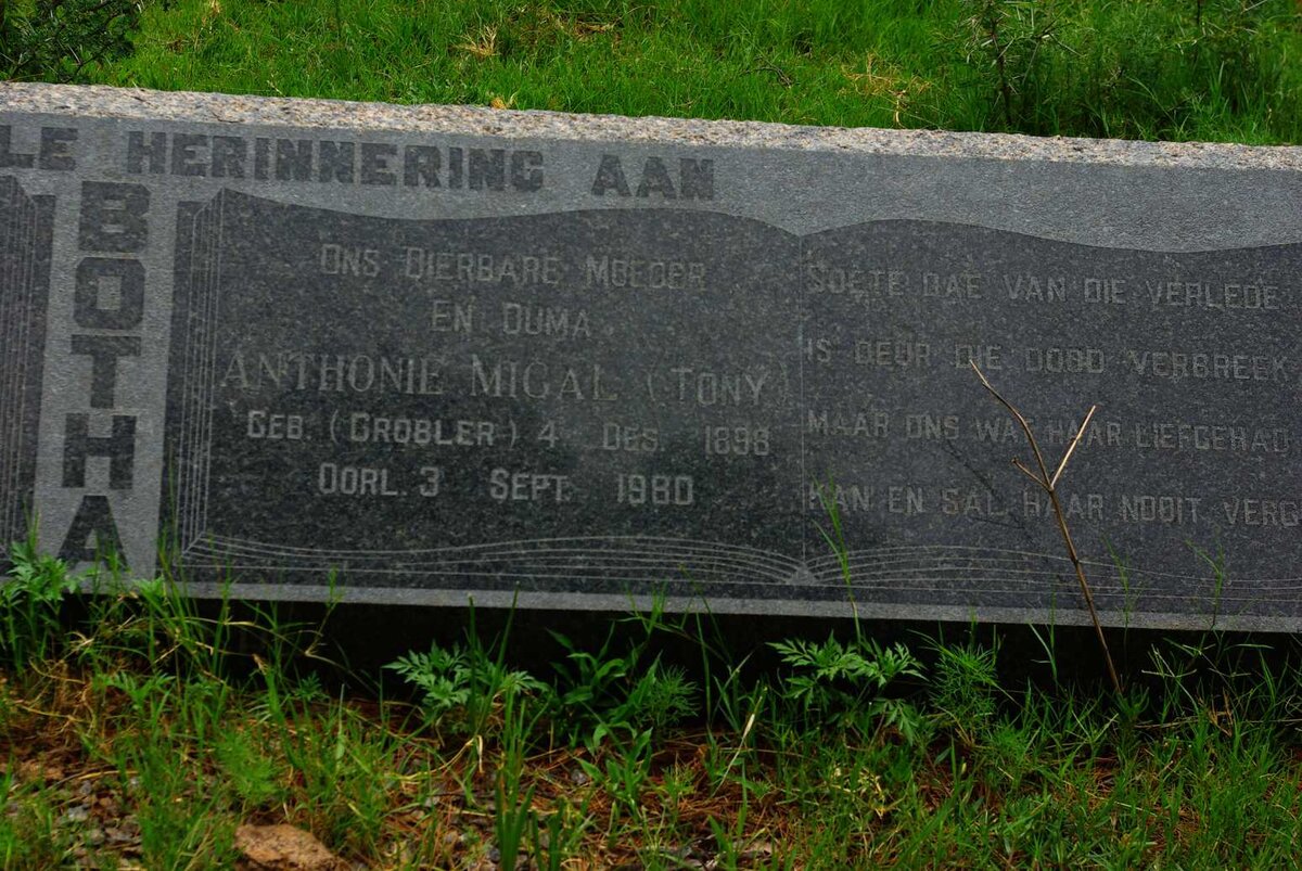 BOTHA Pieter Barend 1885-1964 &amp; Anthonie Migal GROBLER 1898-1980