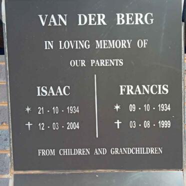 BERG Isaac, van der 1934-2004 &amp; Francis 1934-1999