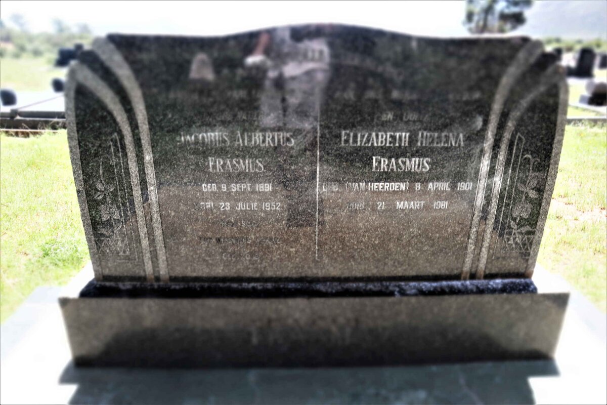 ERASMUS Jacobus Albertus 1891-1952 &amp; Elizabeth Helena VAN HEERDEN 1901-1981
