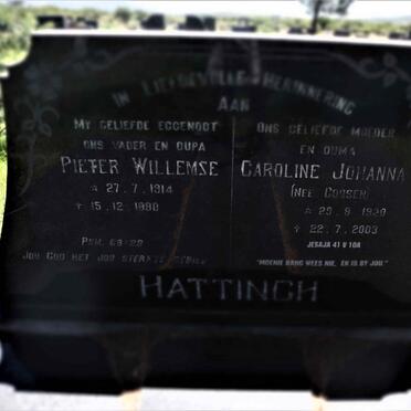 HATTINGH Pieter Willemse 1914-1980 &amp; Caroline Johanna GOOSEN 1920-2003