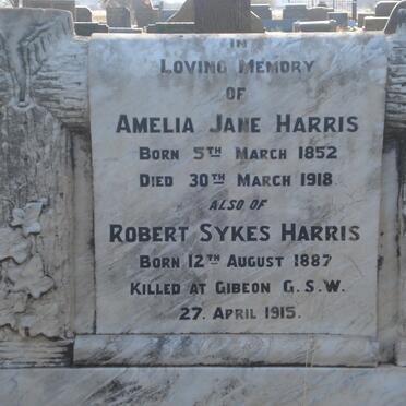 HARRIS Robert Sykes 1887-1915 &amp; Amelia Jane 1852-1918