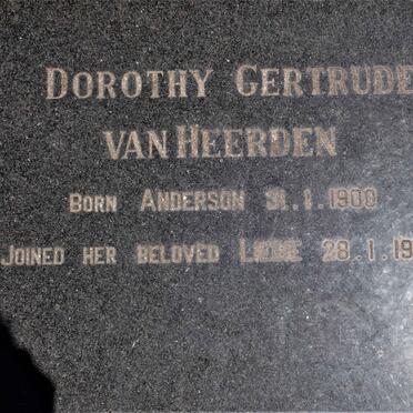 HEERDEN Gottlieb Christian, van 1894-1934 &amp; Dorothy Gertrude ANDERSON 1900-1982