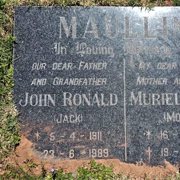MAULLIN John Ronald 1911-1989 &amp; Muriel Alice 1912-1983