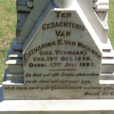 NIEKERK Catharina E., van nee VERMAAK 1856-1907