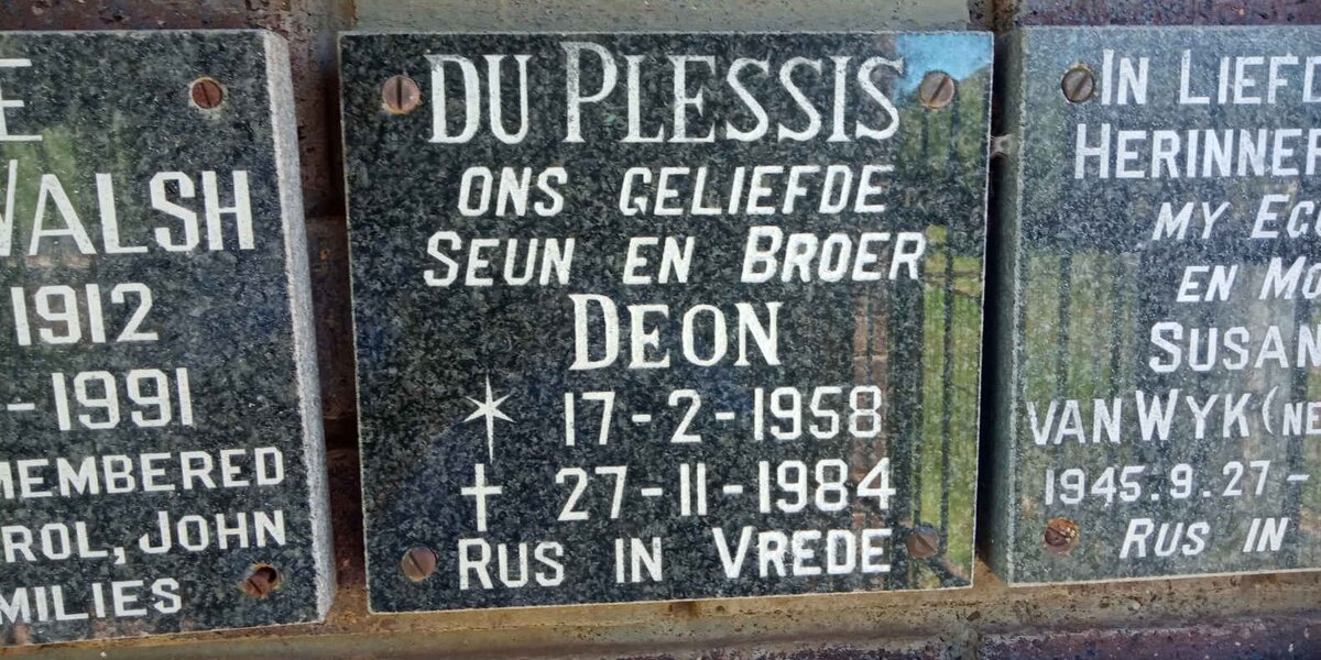PLESSIS Deon, du 1958-1984