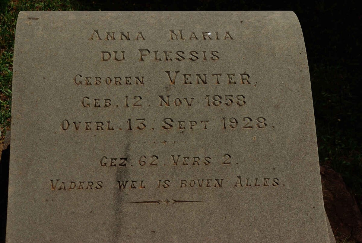 PLESSIS Anna Maria, du nee VENTER 1858-1928