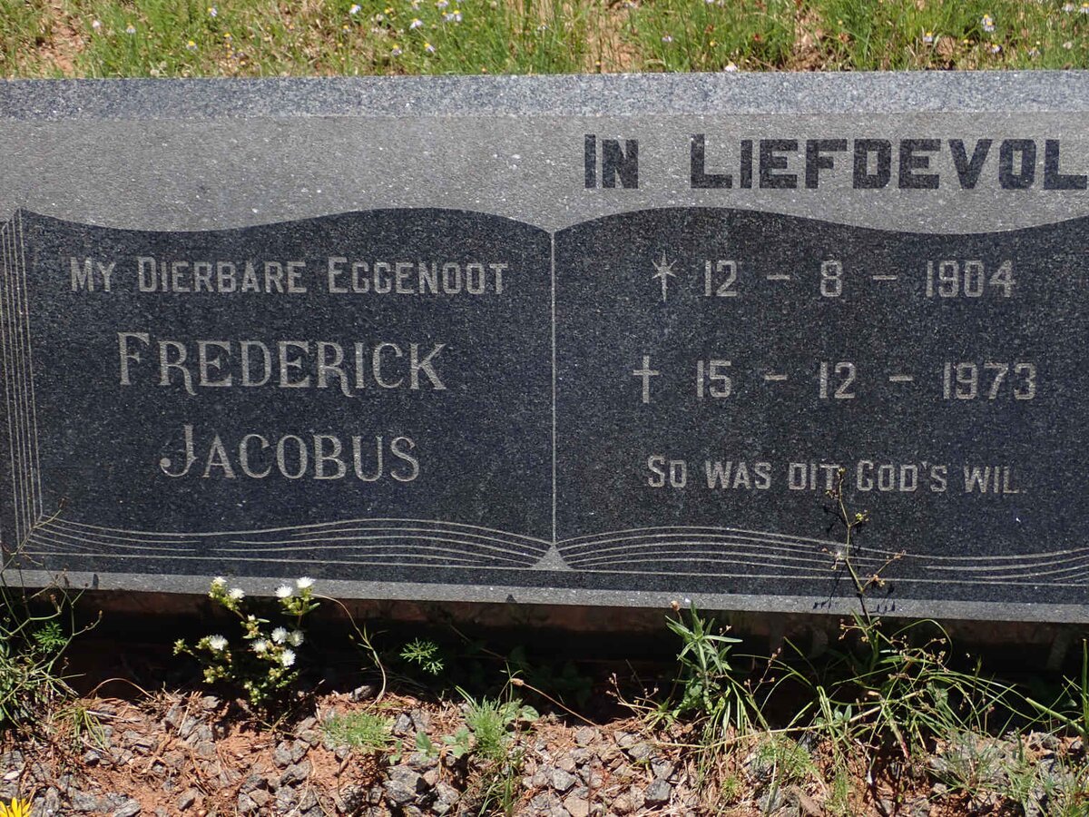 PLESSIS Frederick Jacobus, du 1904-1973 &amp; Maria Christina DU PLESSIS 1904-1978