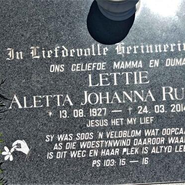 RUPPING Lettie Aletta Johanna 1927-2014