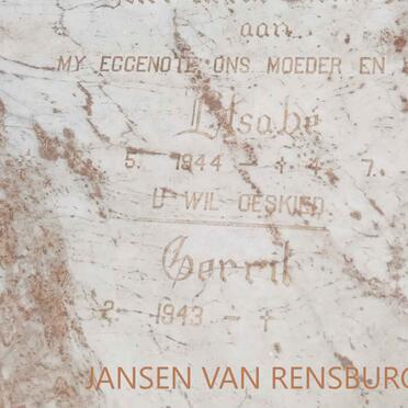 RENSBURG Gerrit, Jansen van 1943- &amp; Elsabe 1944-1994