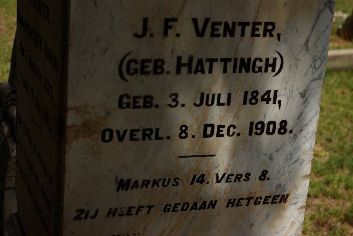 VENTER J.F. nee HATTINGH 1841-1908