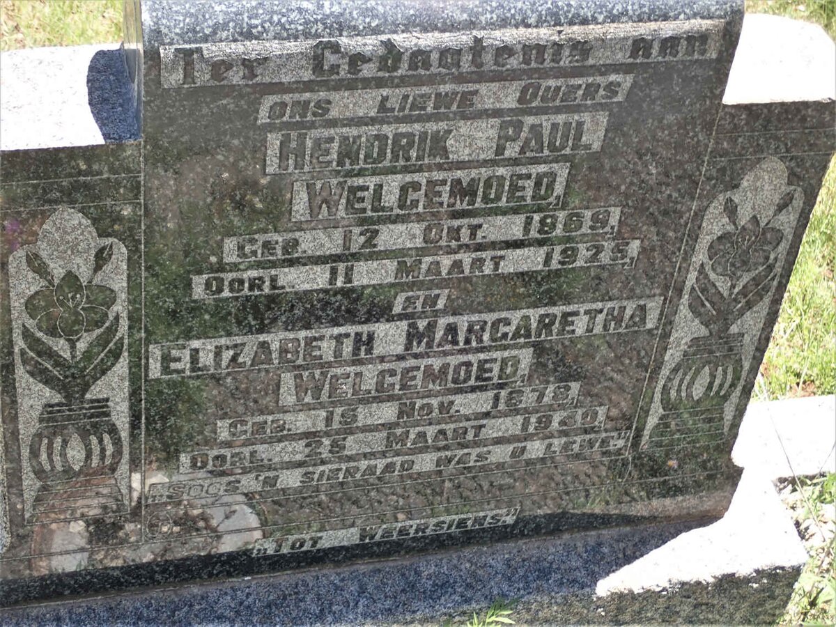 WELGEMOED Hendrik Paul 1869-1925 &amp; Elizabeth Margaretha 1878-1940
