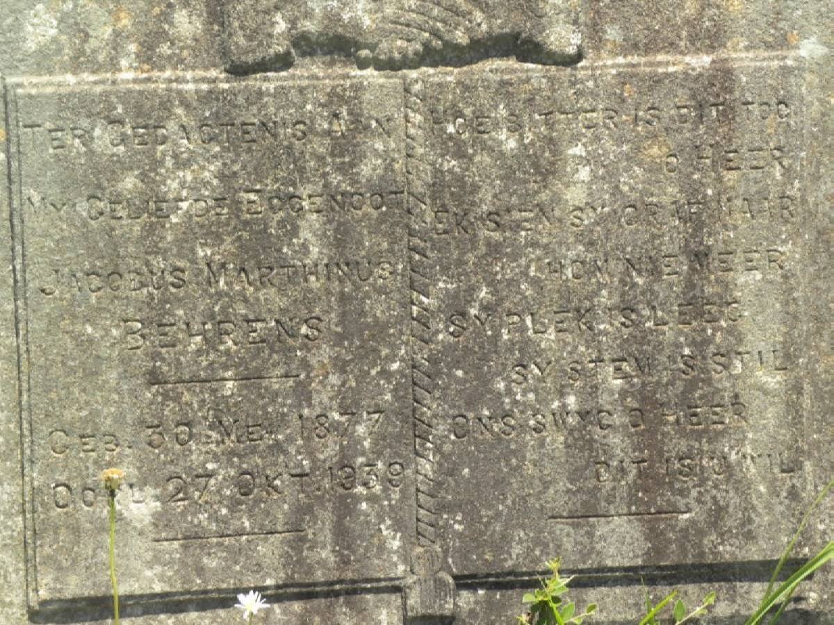 BEHRENS Jacobus Marthinus 1877-1939