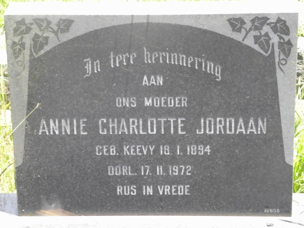 JORDAAN Annie Charlotte nee KEEVY 1894-1972