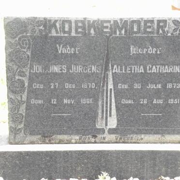 KOEKEMOER Johannes Jurgens 1870-1961 &amp; Alletha Catharina 1873-1951