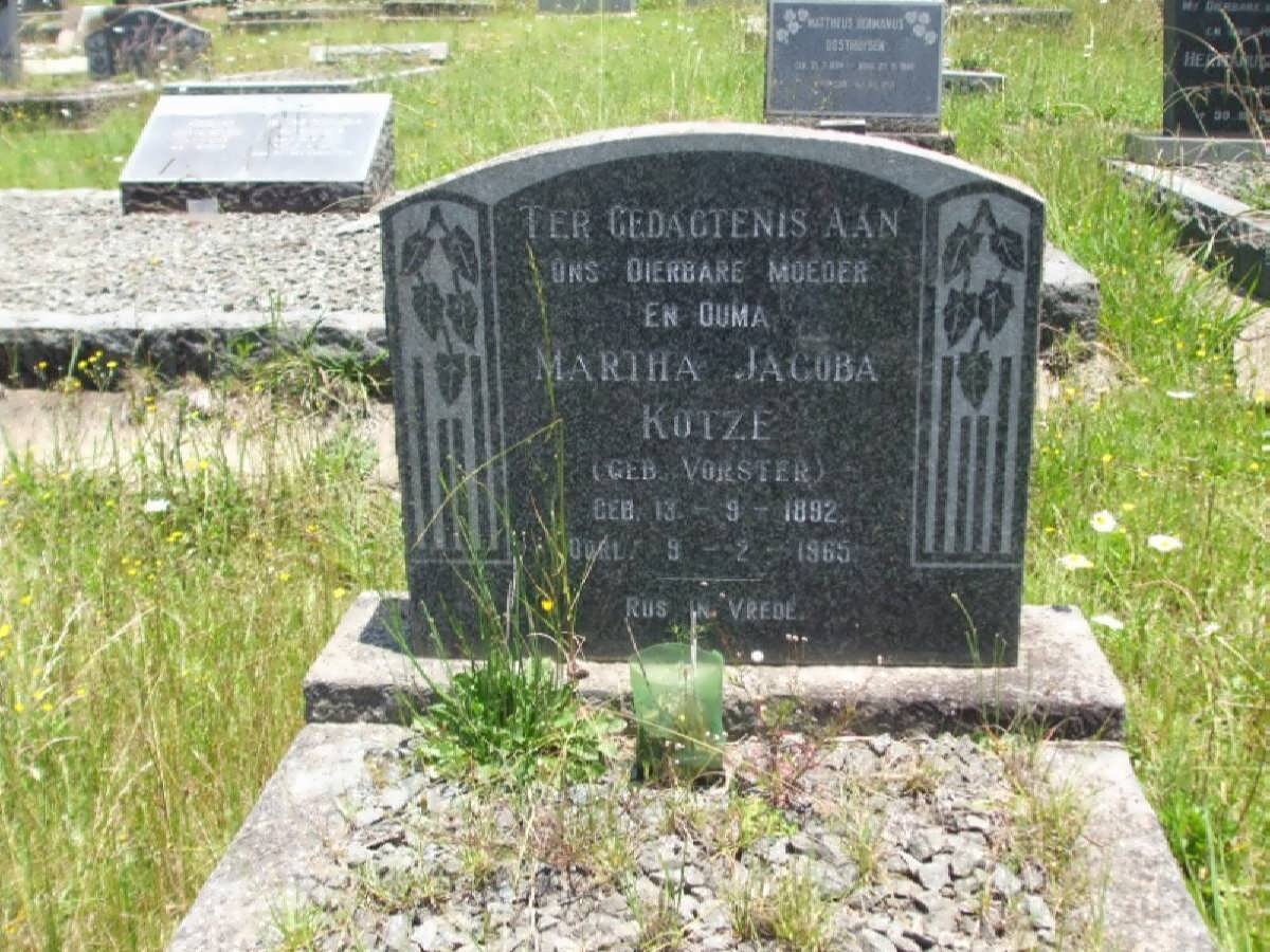 KOTZE Martha Jacoba nee VORSTER 1892-1965