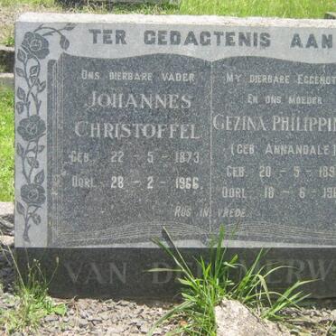 MERWE Johannes Christoffel, van der 1873-1966 &amp; Gezina Philippina ANNANDALE 1890-1965