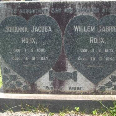ROUX Willem Gabriel 1872-1958 &amp; Johanna Jacoba 1888-1957