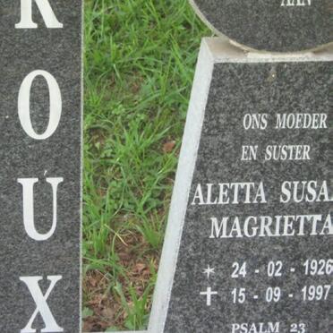 ROUX Aletta Susa? Magrietta 1926-1997
