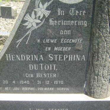 TOIT Hendrina Stephina, du nee BESTER 1940-1970