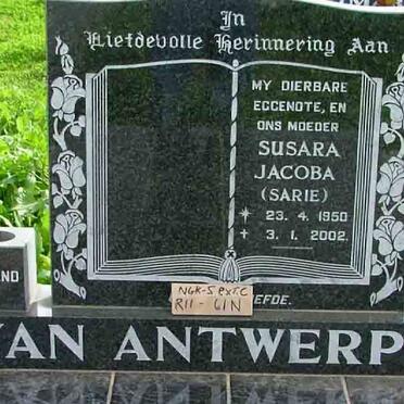 ANTWERPEN Susara Jacoba, van 1950-2002