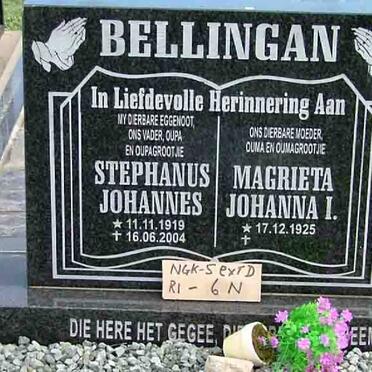 BELLINGAN Stephanus Johannes 1919-2004 &amp; Magrieta Johanna I. 1925-