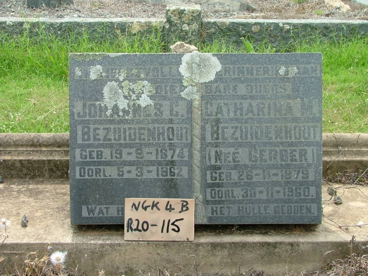BEZUIDENHOUT Johannes C. 1874-1962 &amp; Catharina M. GERBER 1879-1960