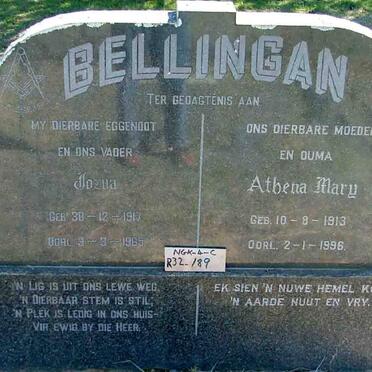BELLINGAN Jozua 1917-1965 &amp; Athena Mary 1913-1996