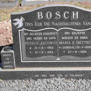BOSCH Petrus Jacobus 1902-1982 &amp; Maria E. SENEKAL 1908-1996
